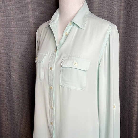LOFT XS LIGHT MINT GREEN BUTTON BLOUSE - Picture 3 of 7